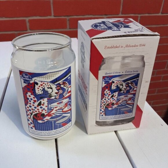 PBR ART Pabst Limited Edition Can Glass CHEETAH Nico Williams Collectible - Picture 2 of 14